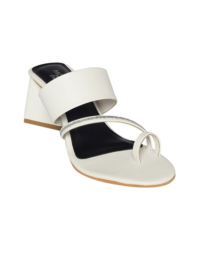 Hedy White Block Heels