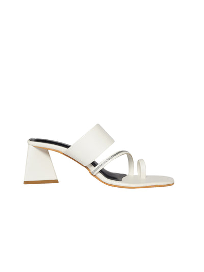 Hedy White Block Heels