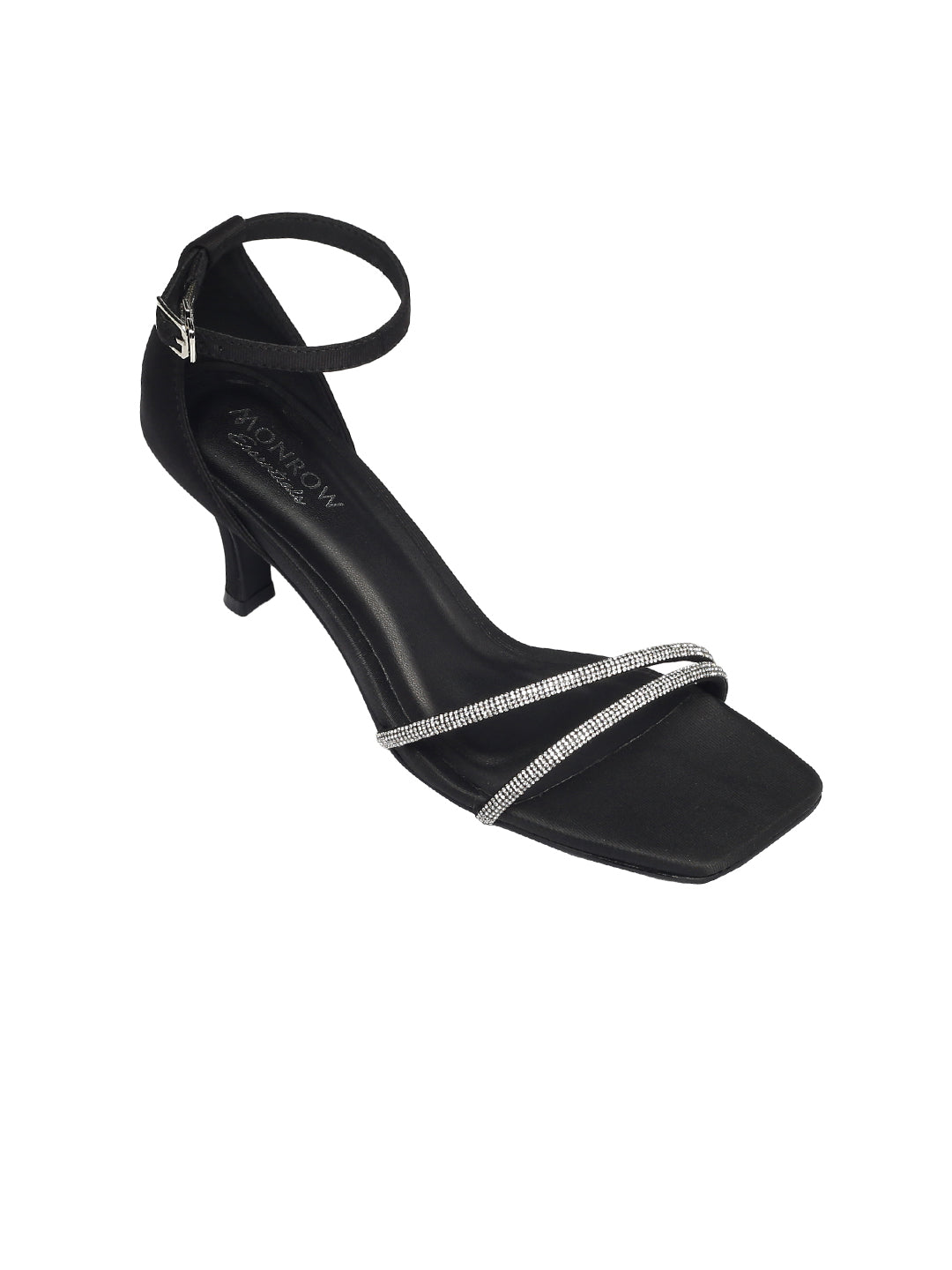 Ayra Black Fancy And Trendy strapy Kitten Heels For Women – Monrow