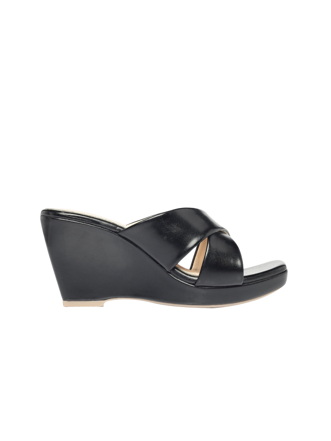 Black leather wedge heels new arrivals