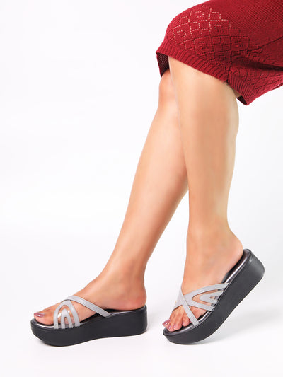 Pari Grey Wedge Heels