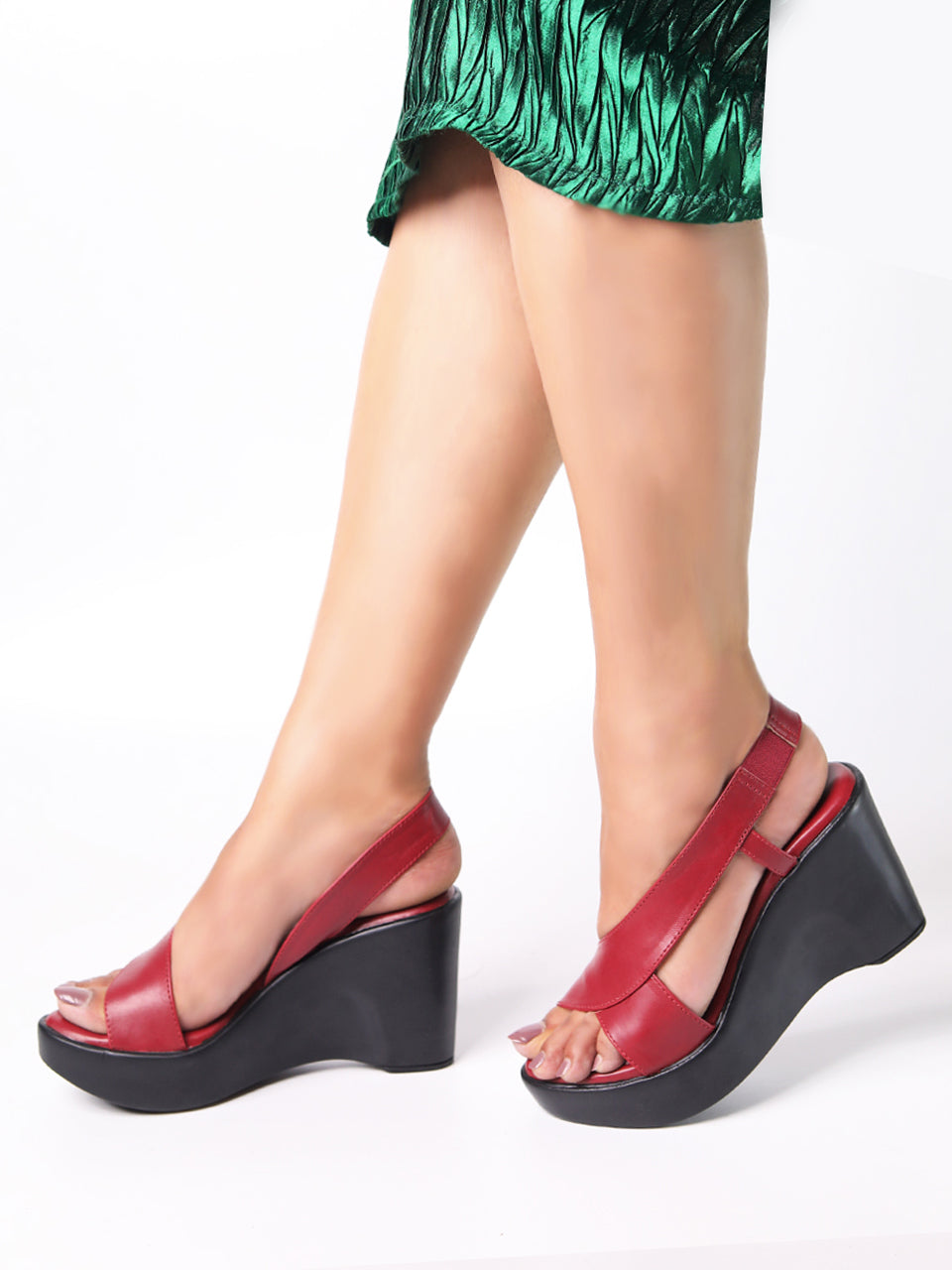 Samaira Maroon Wedge Heels Monrow Shoes