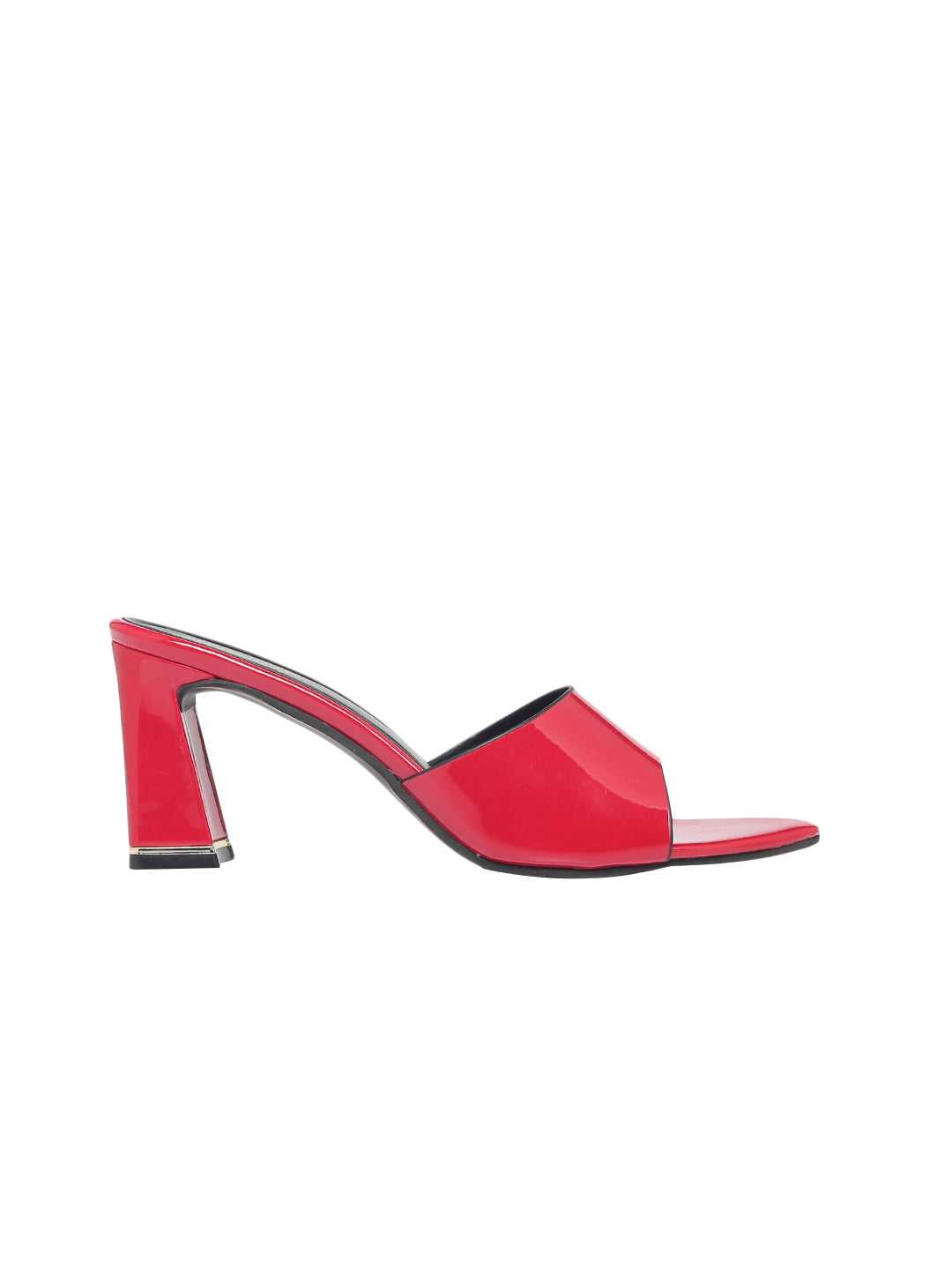 Red block store heel mules