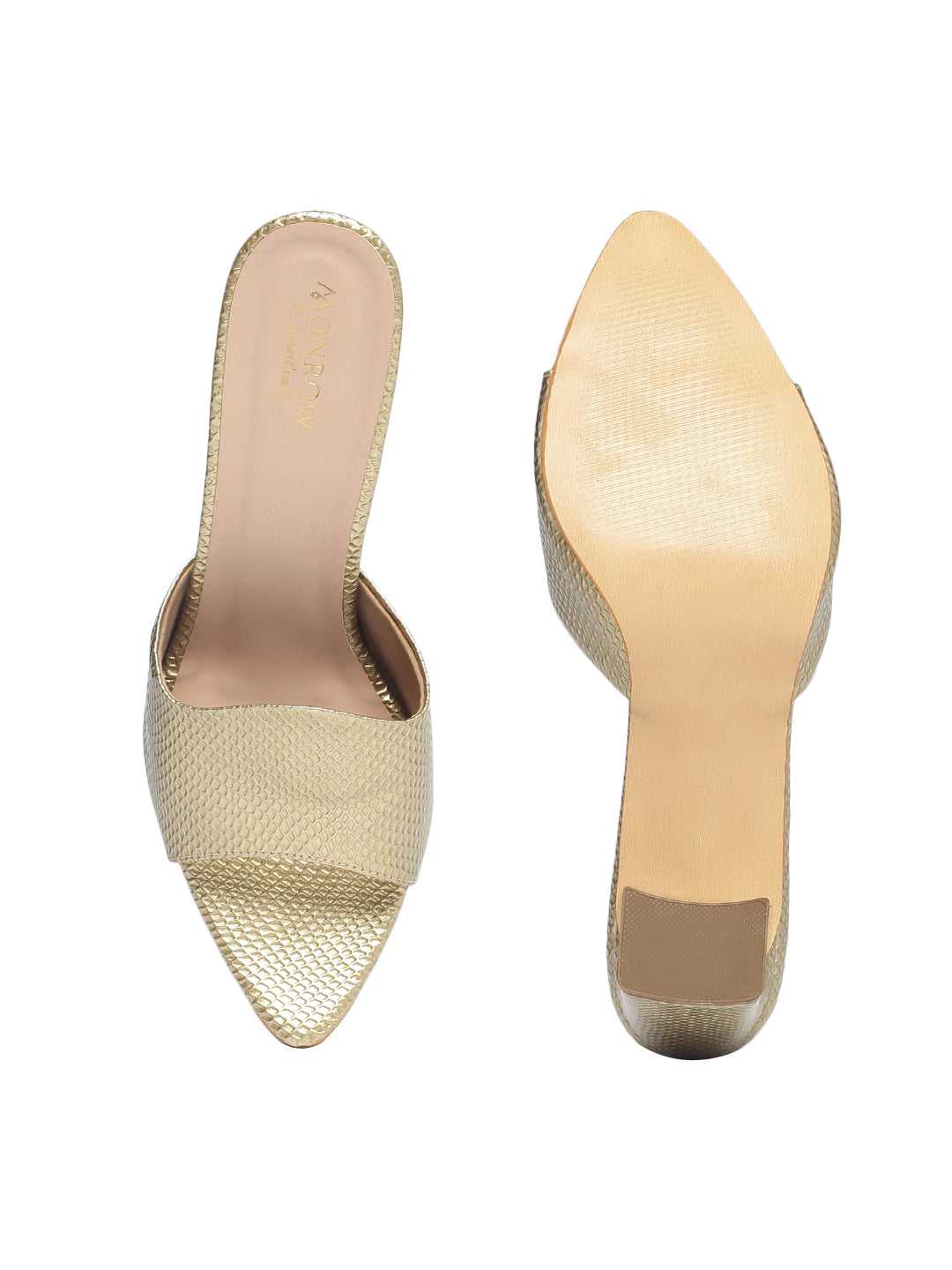 Caroline Gold Block Heel