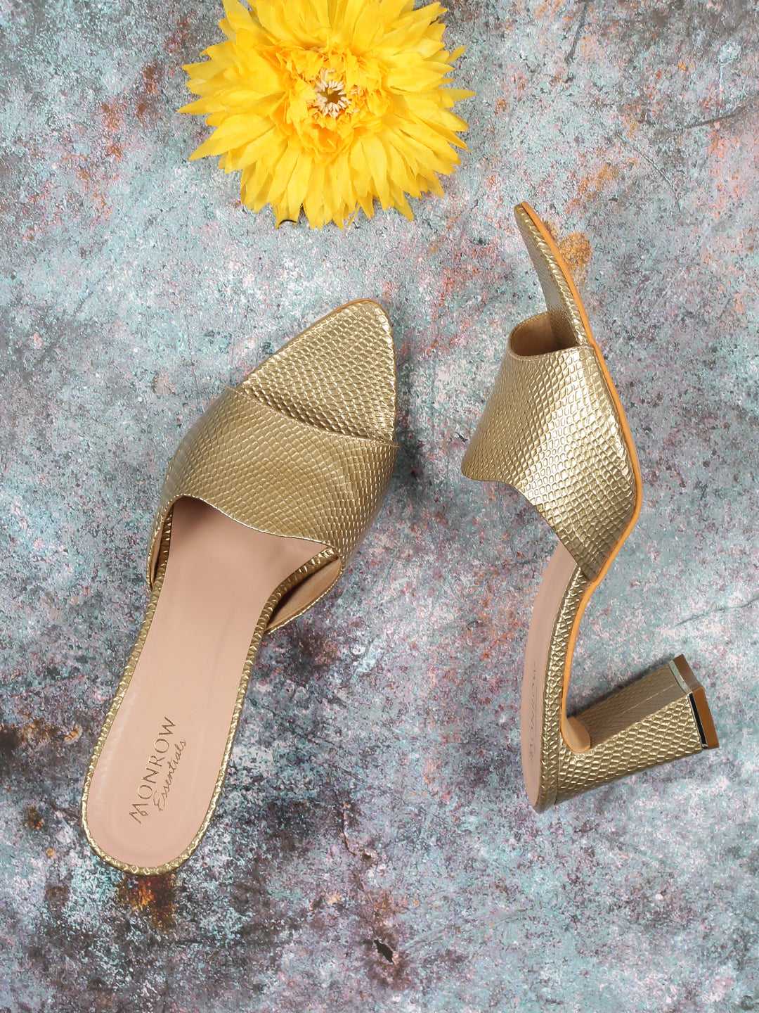 Caroline Gold Block Heel