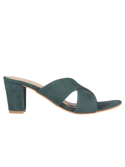 Hina Green Block Heels