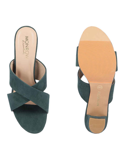 Hina Green Block Heels