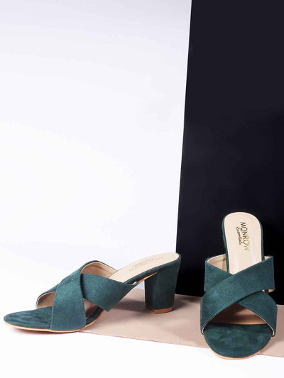 Hina Green Block Heels