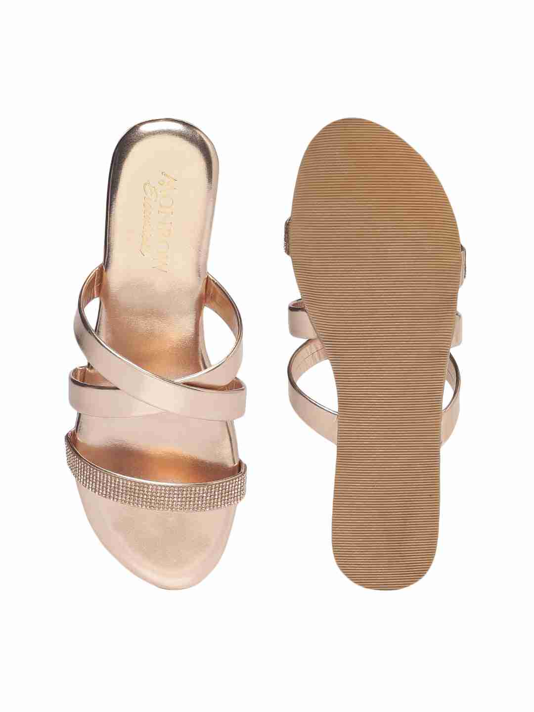 Rose Gold Light weight Ida Flats For Women Monrow Shoes