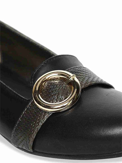 Joslyn Black Textured Ballerinas