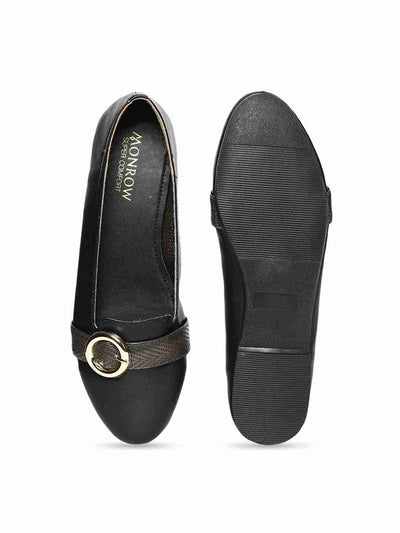 Joslyn Black Textured Ballerinas