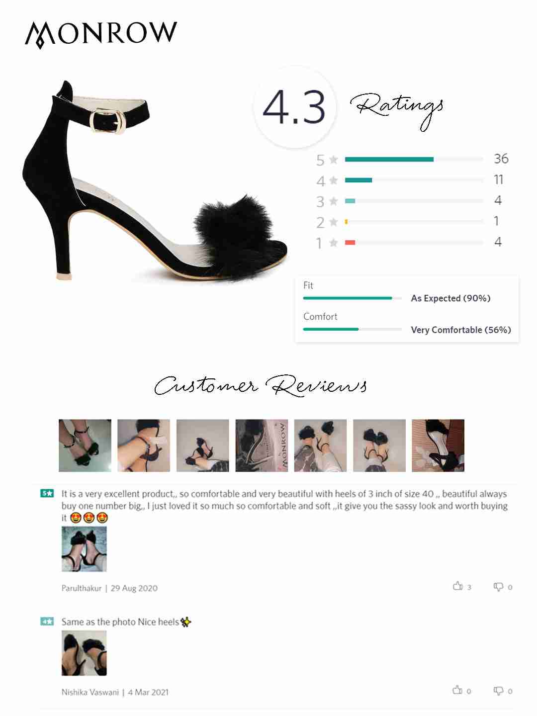 LBB Black Fur Kitten Heel