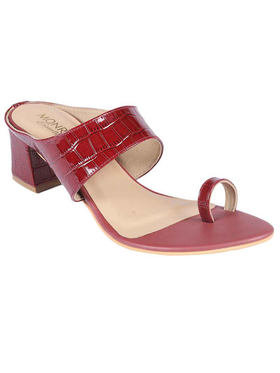 Moe Maroon Block Heels
