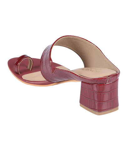 Moe Maroon Block Heels