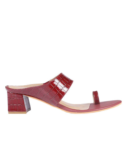 Moe Maroon Block Heels