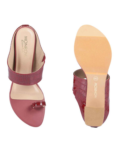 Moe Maroon Block Heels