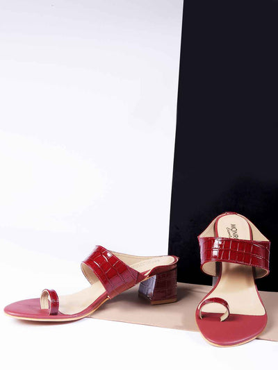 Moe Maroon Block Heels