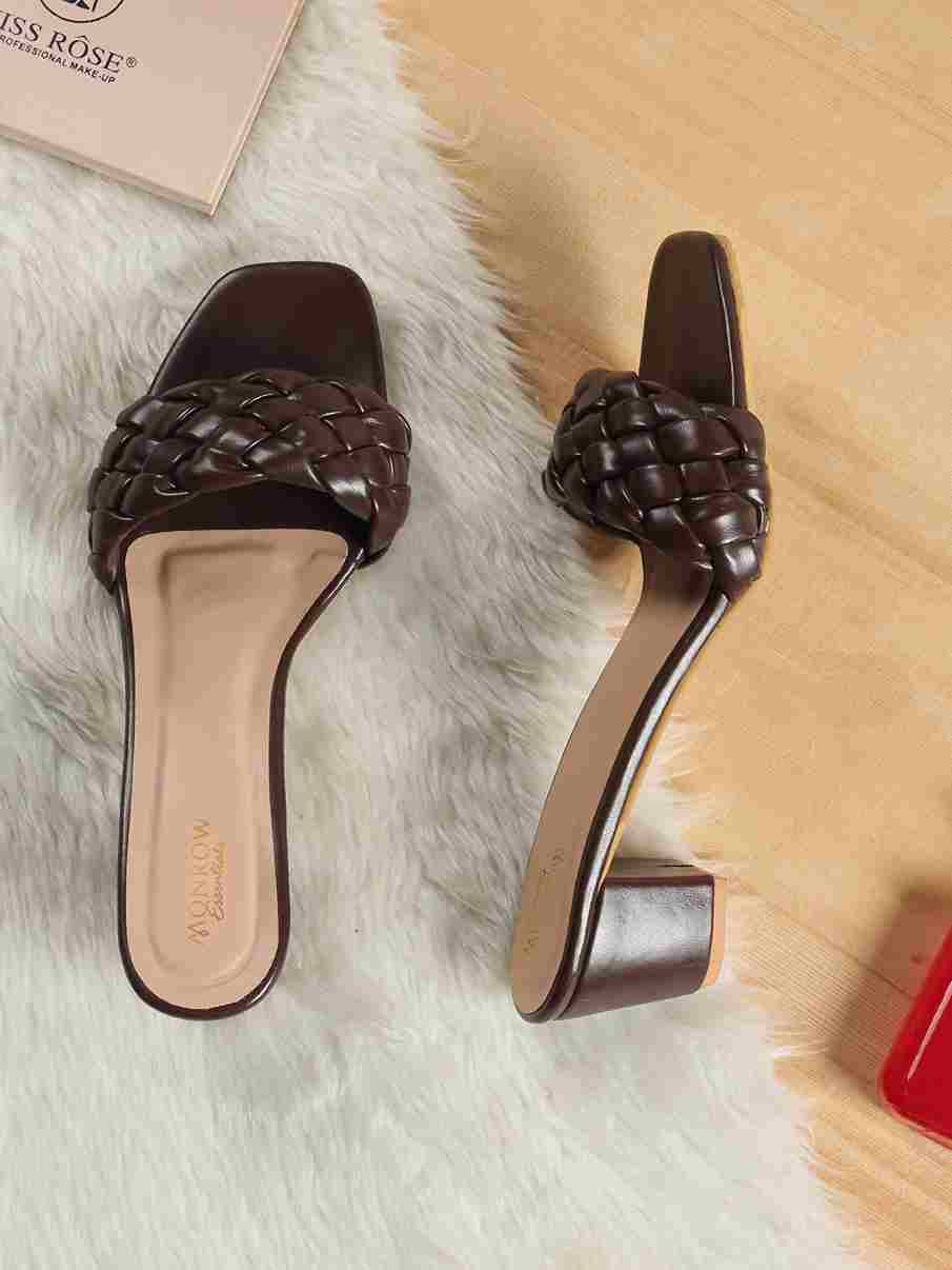 Nao Brown Block Heels