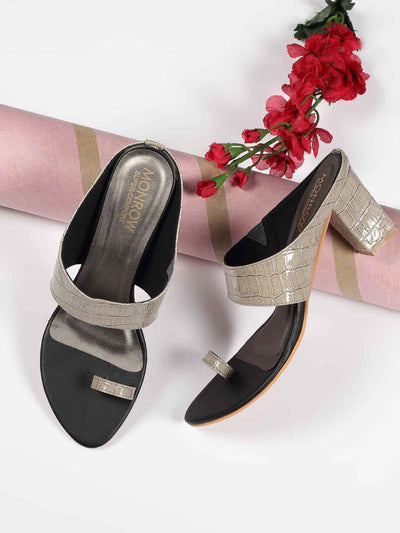 Parisa Grey Block Heels