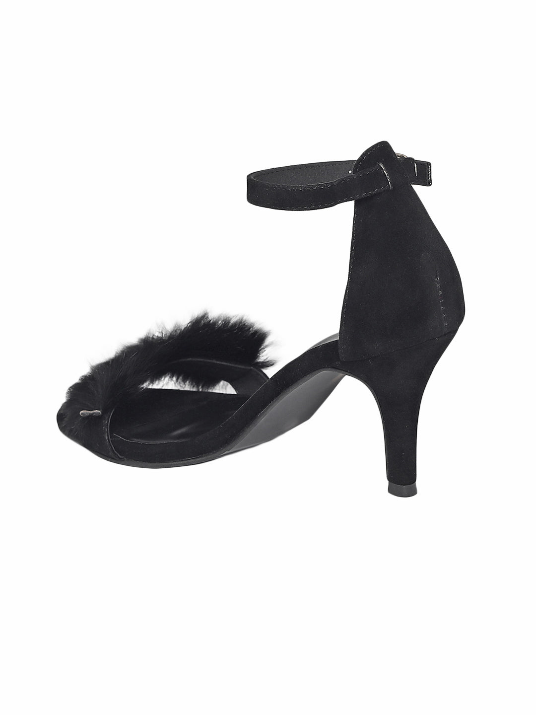 LBB Black Fur Kitten Heel