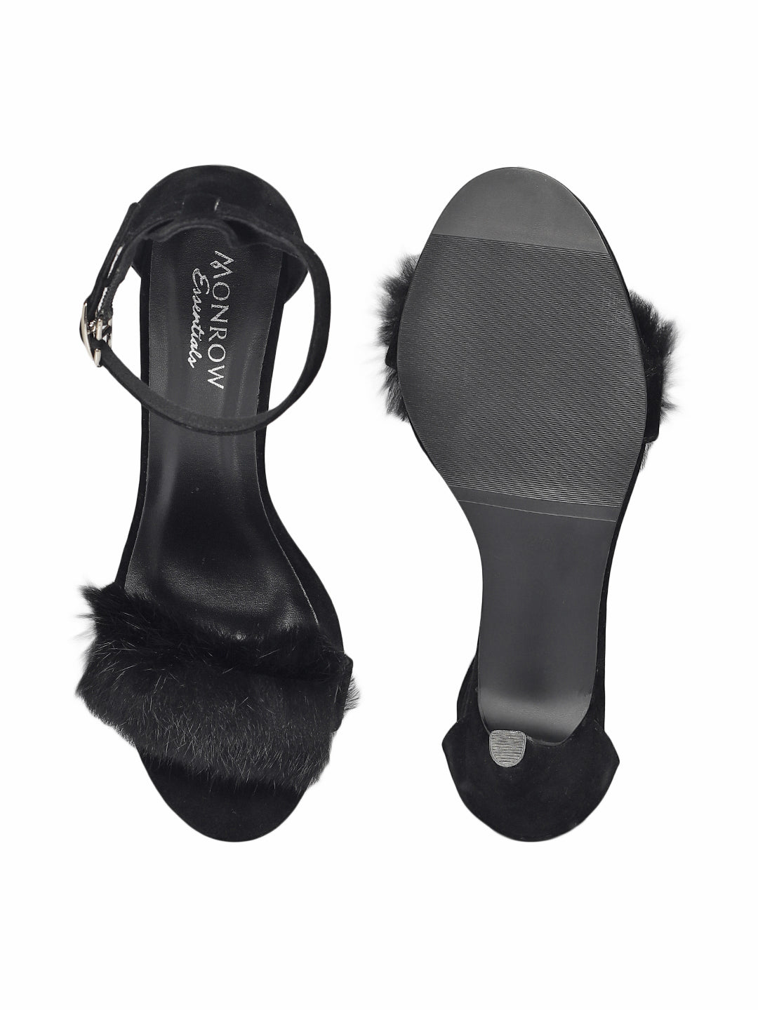 LBB Black Fur Kitten Heel