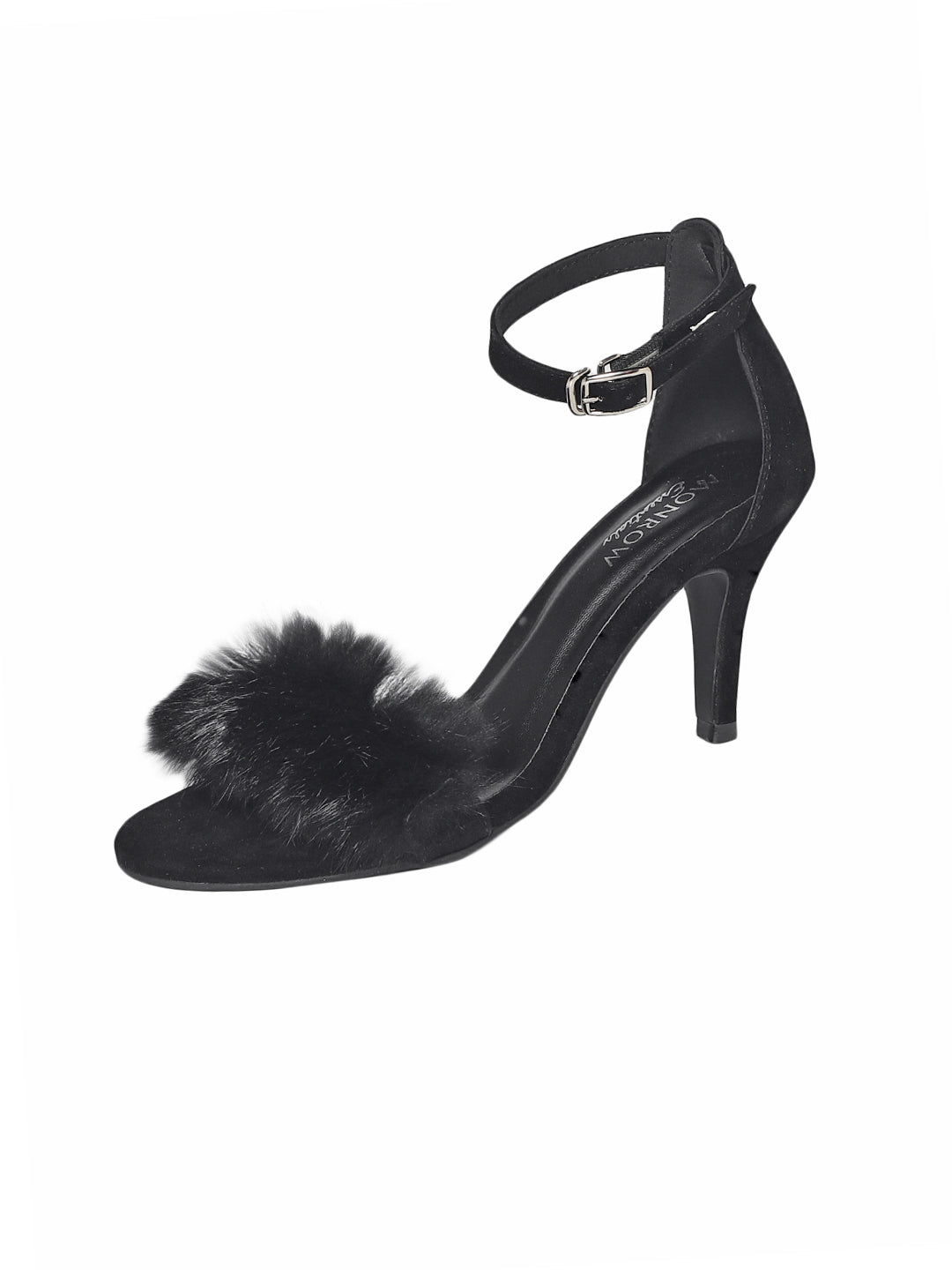 LBB Black Fur Kitten Heel