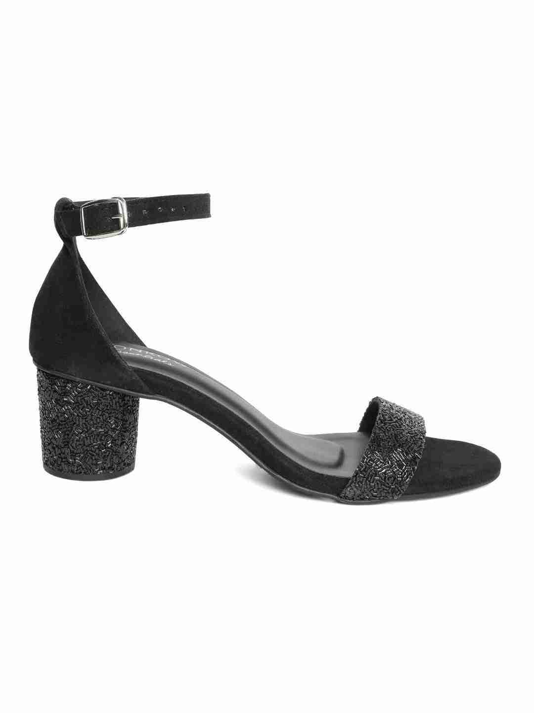 Buy Marc Loire Women's Glittery & Shimmery Block Heels Fashion Sandals ( Black, numeric_3) at Amazon.in
