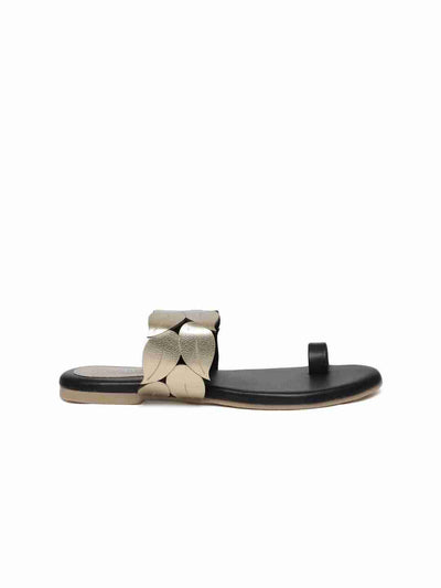 Tamara Black Toe Strap Flats